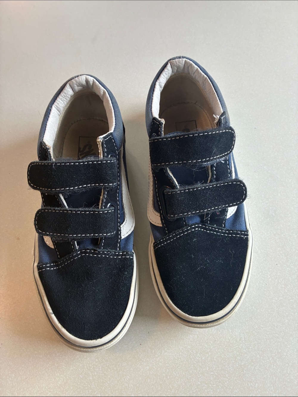Vans Kids Navy and White Velcro Sneakers